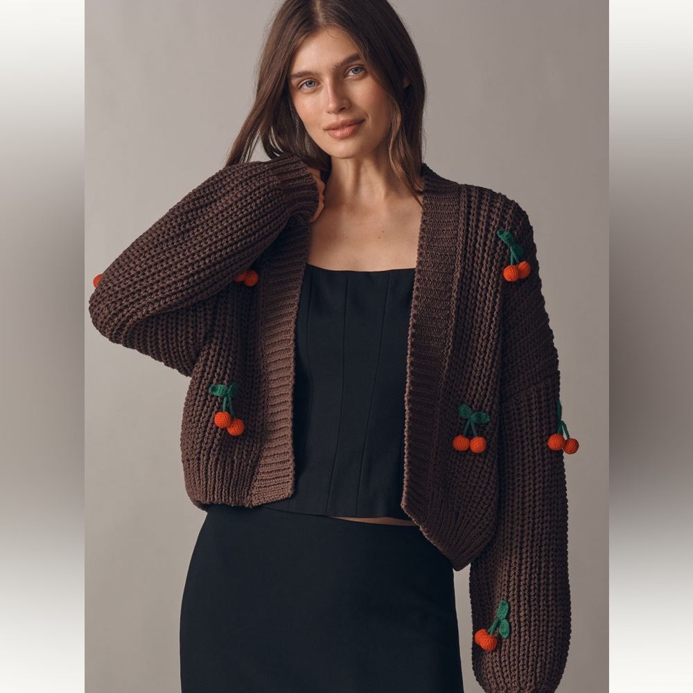 NWT Anthropologie Cherry Cardigan